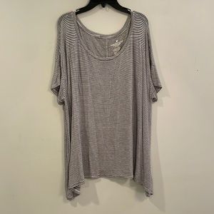 Black and White Striped Oversized Top